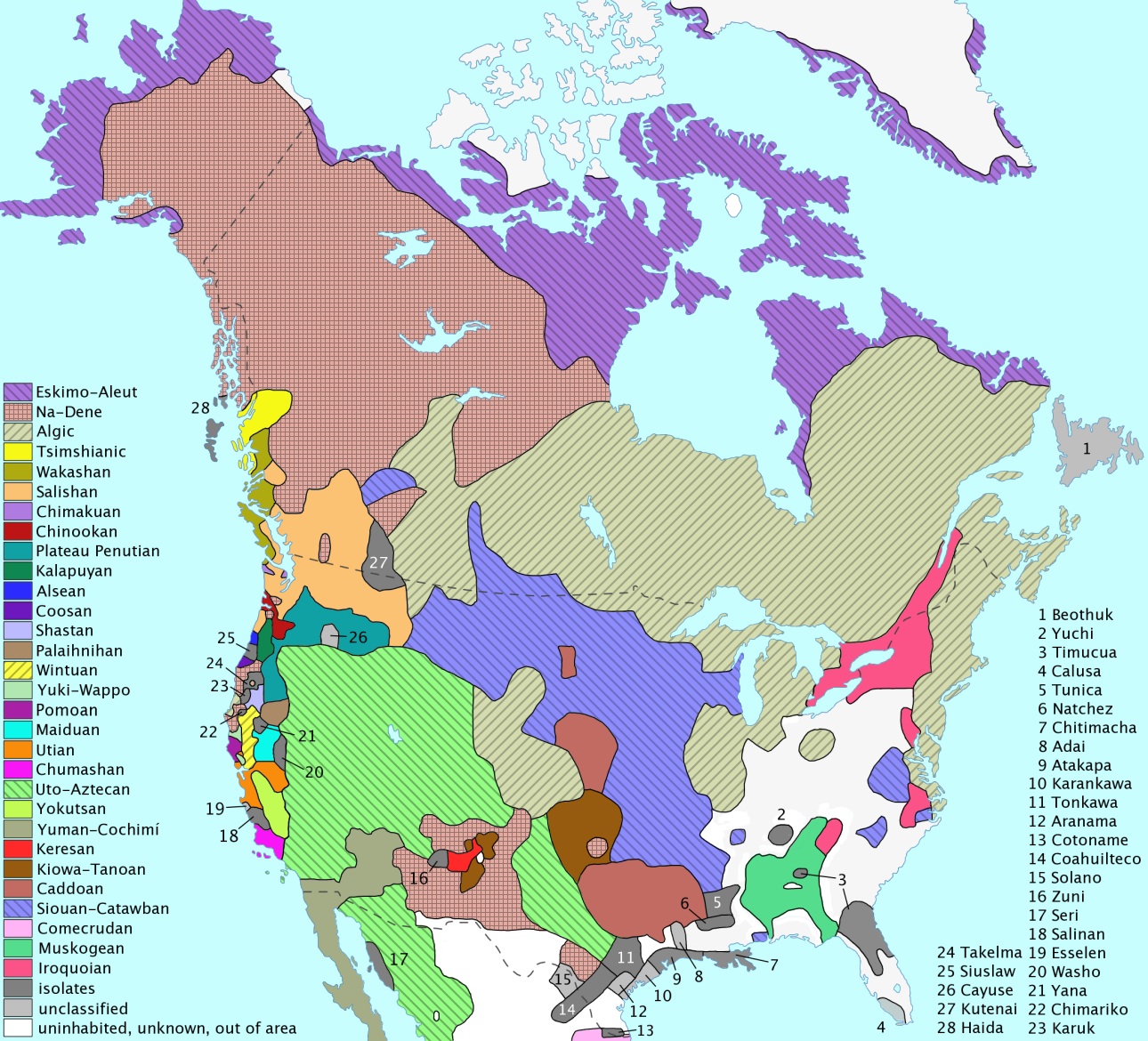 map languages N Am
