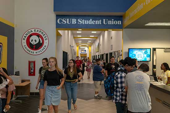 Students gathering in the Student Union