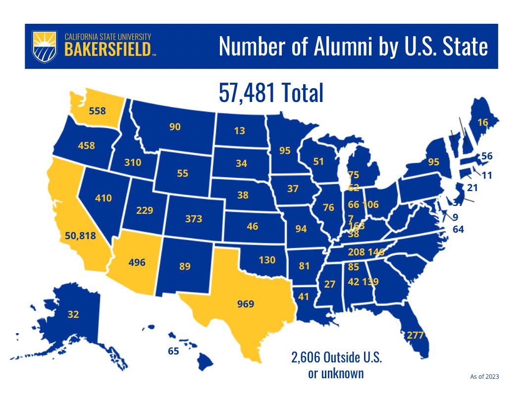 US map of alumni by state
