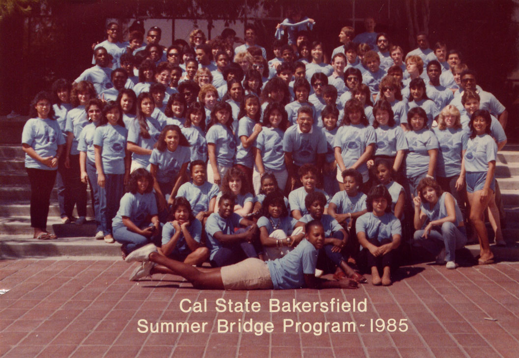 A photograph of the first Summer Bridge class of 1985 at CSU Bakersfield
