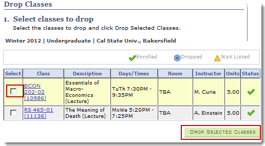 drop classes