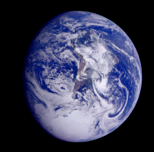 View of the earth showing South America