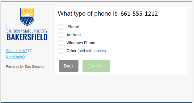 Select mobile phone type