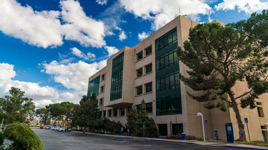 Library and parking lot