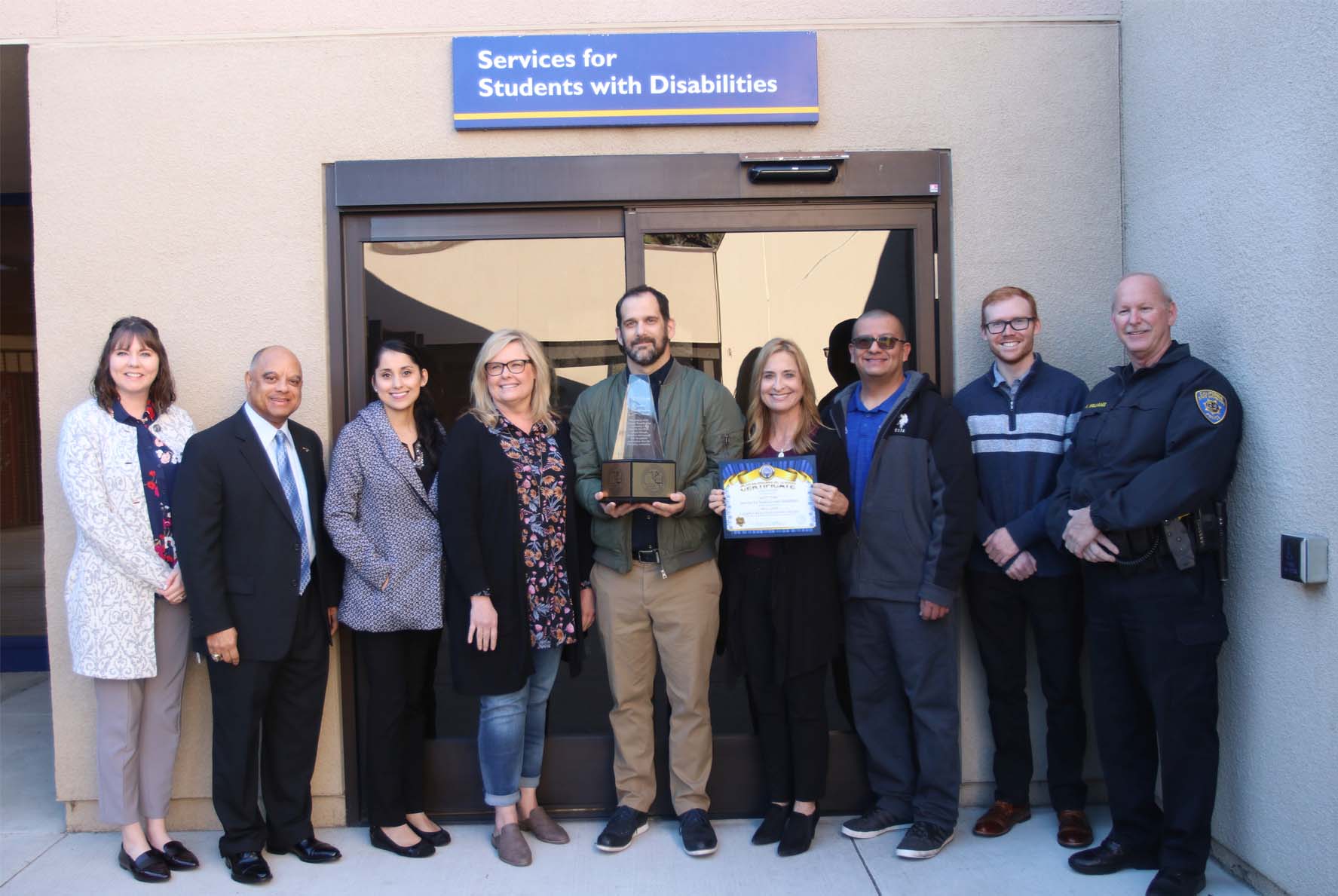 Services for Students with Disabilities recieveing Most Beautiful Area on Campus award