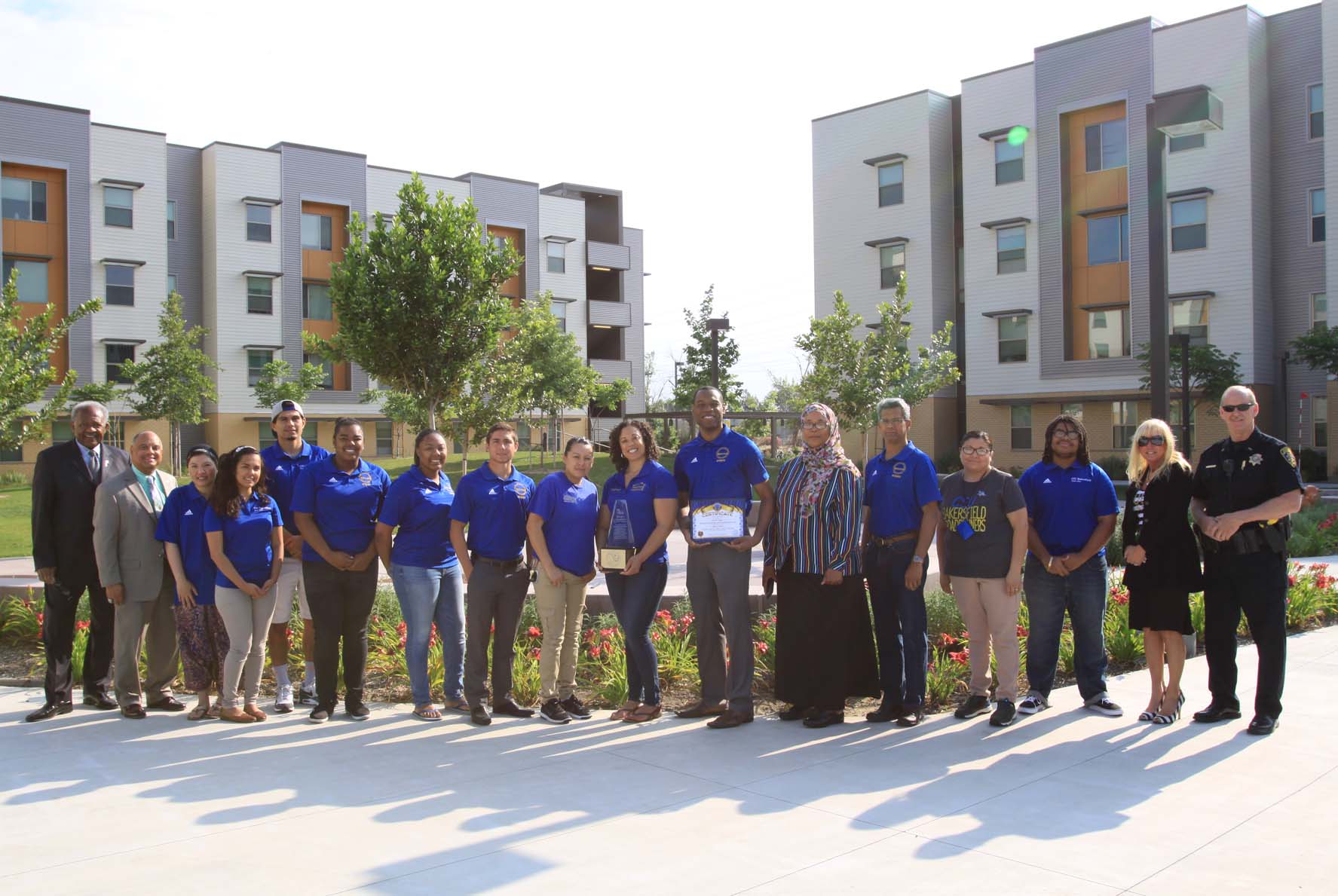 Student Housing recieveing Most Beautiful Area on Campus award