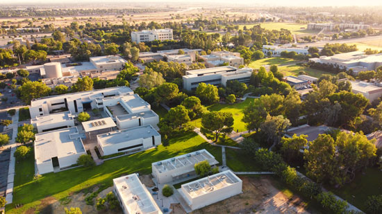 Overhead drone shot of CSUB campus