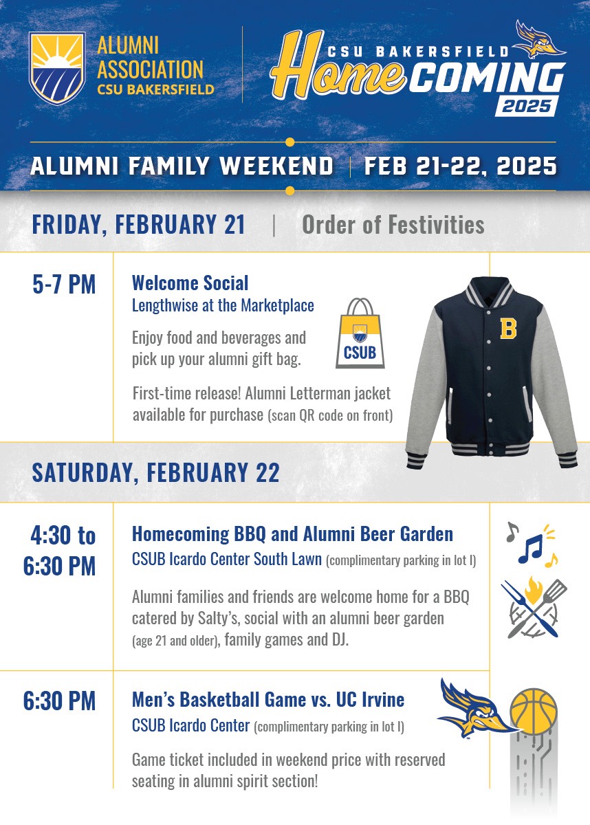 CSUB Alumni Family Weekend 2025 Invite Back