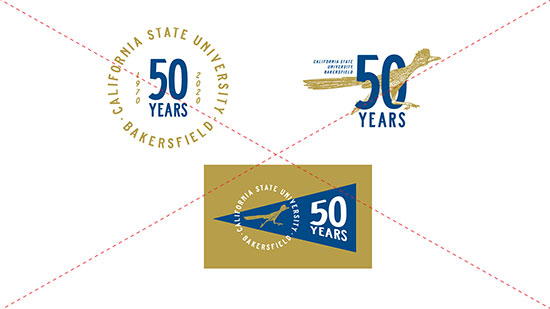 Example of using the university&#039;s 50th anniversary marks