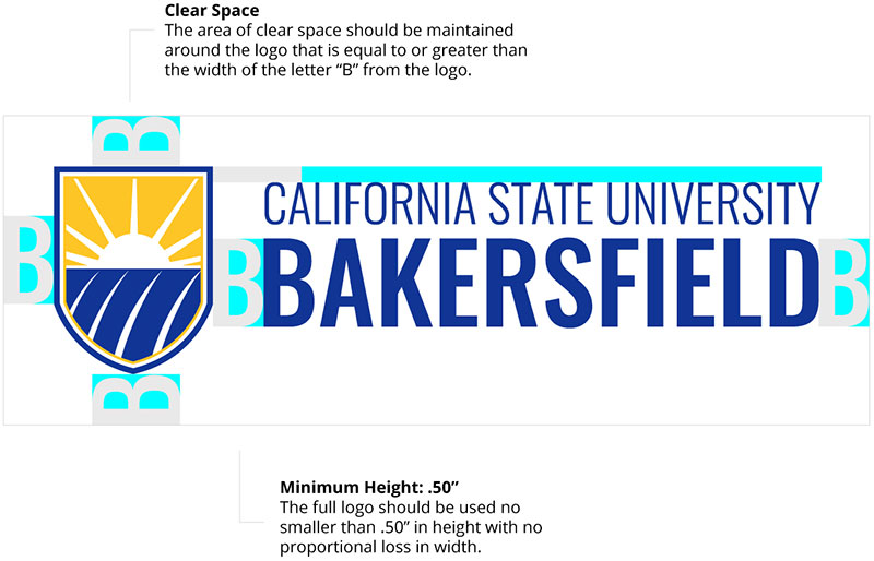 Clear space and minimum height for CSUB logo