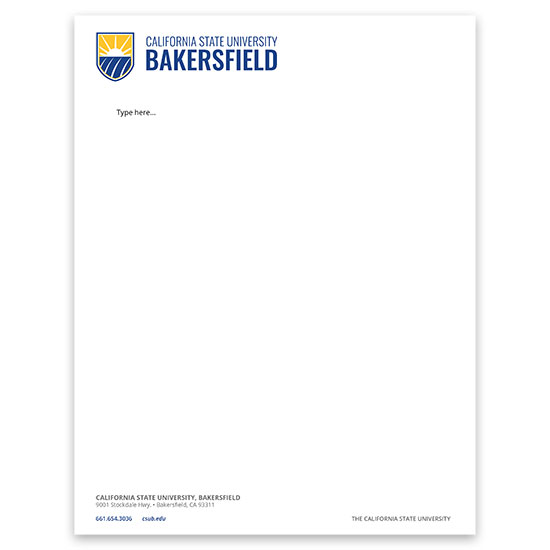 CSUB university-wide letterhead