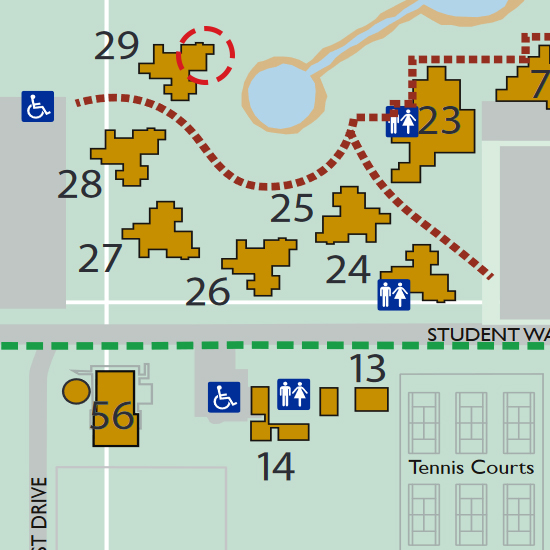 Map of Campus Advocate location on the CSUB campus