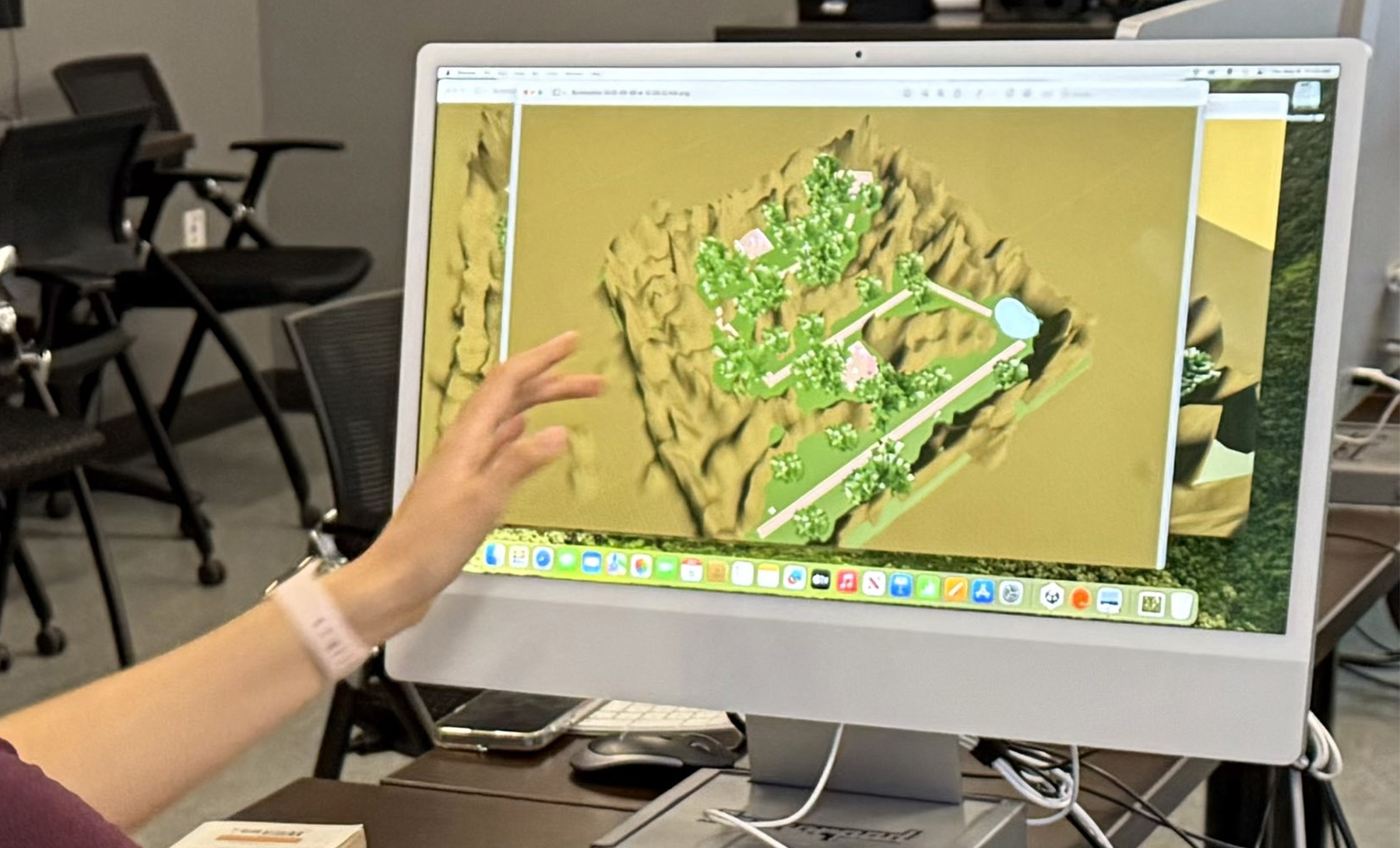 Student presenting her video game level.