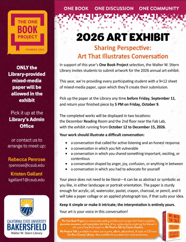 One Book Art Exhibit Flyer