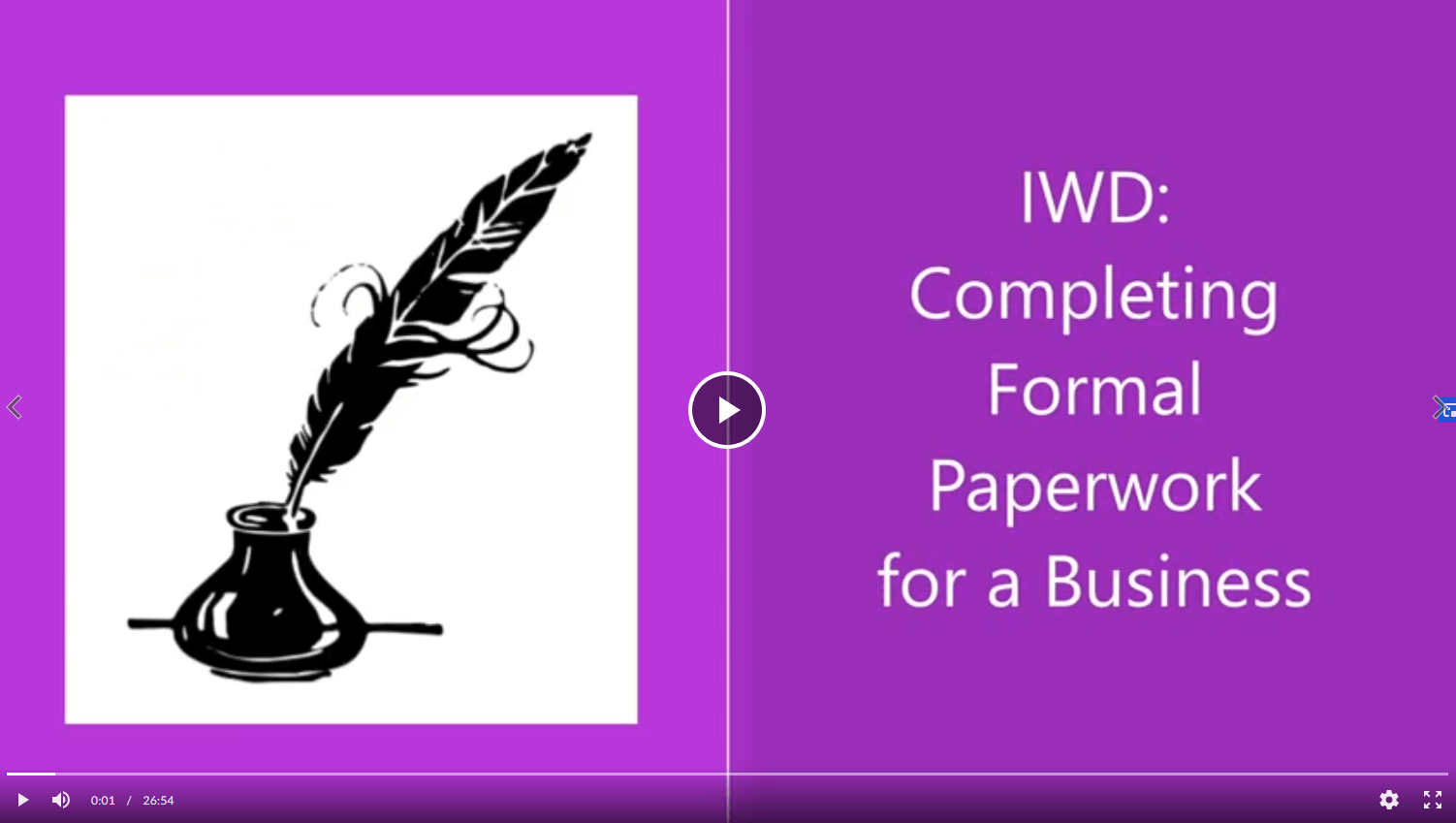 IWD: Completing Formal Paperwork for a Business