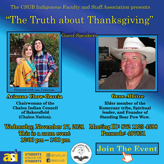 The Truth About Thanksgiving flyer for November 17, 2021 event