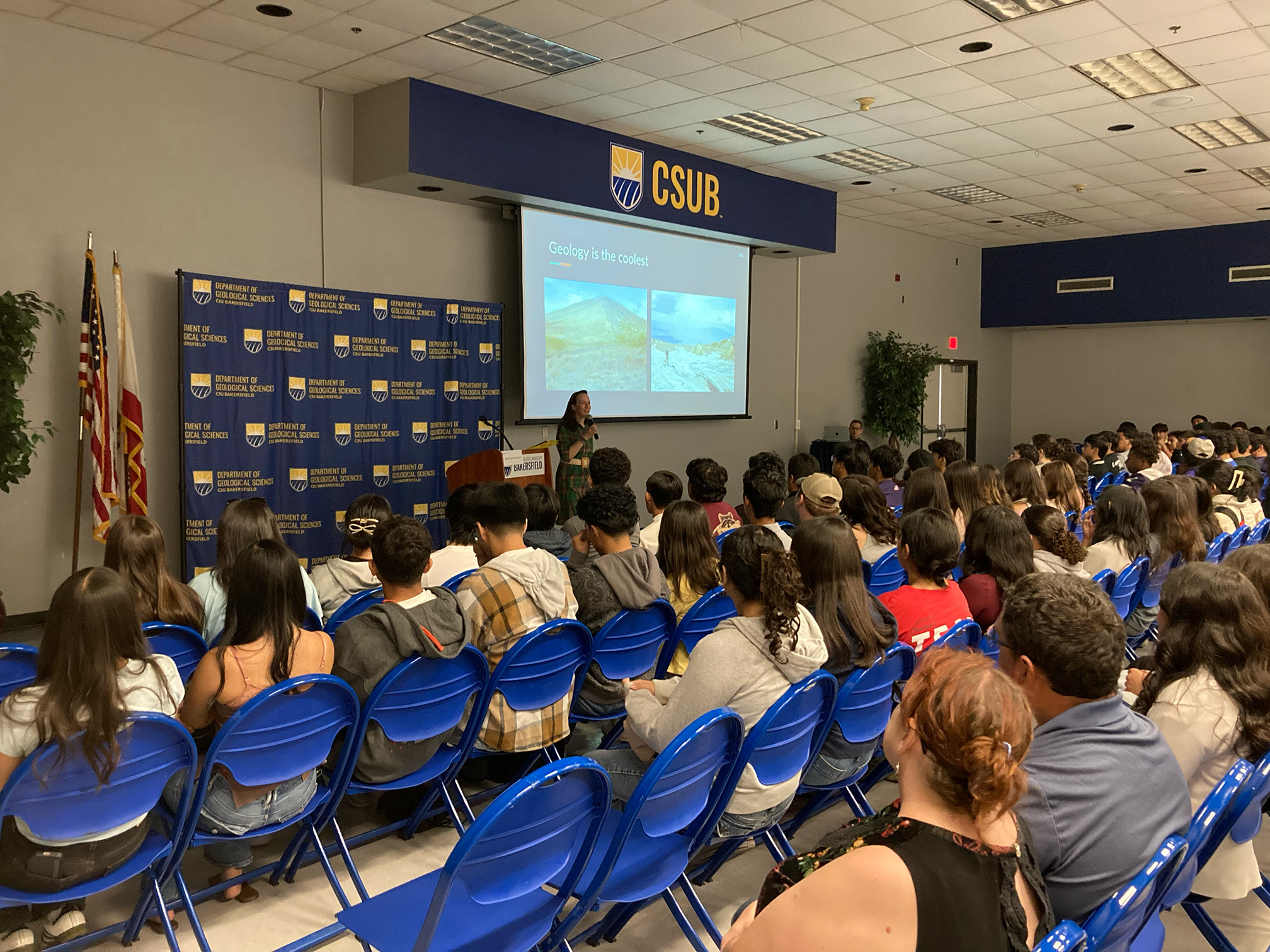 Kerry Klein addresses the visiting students