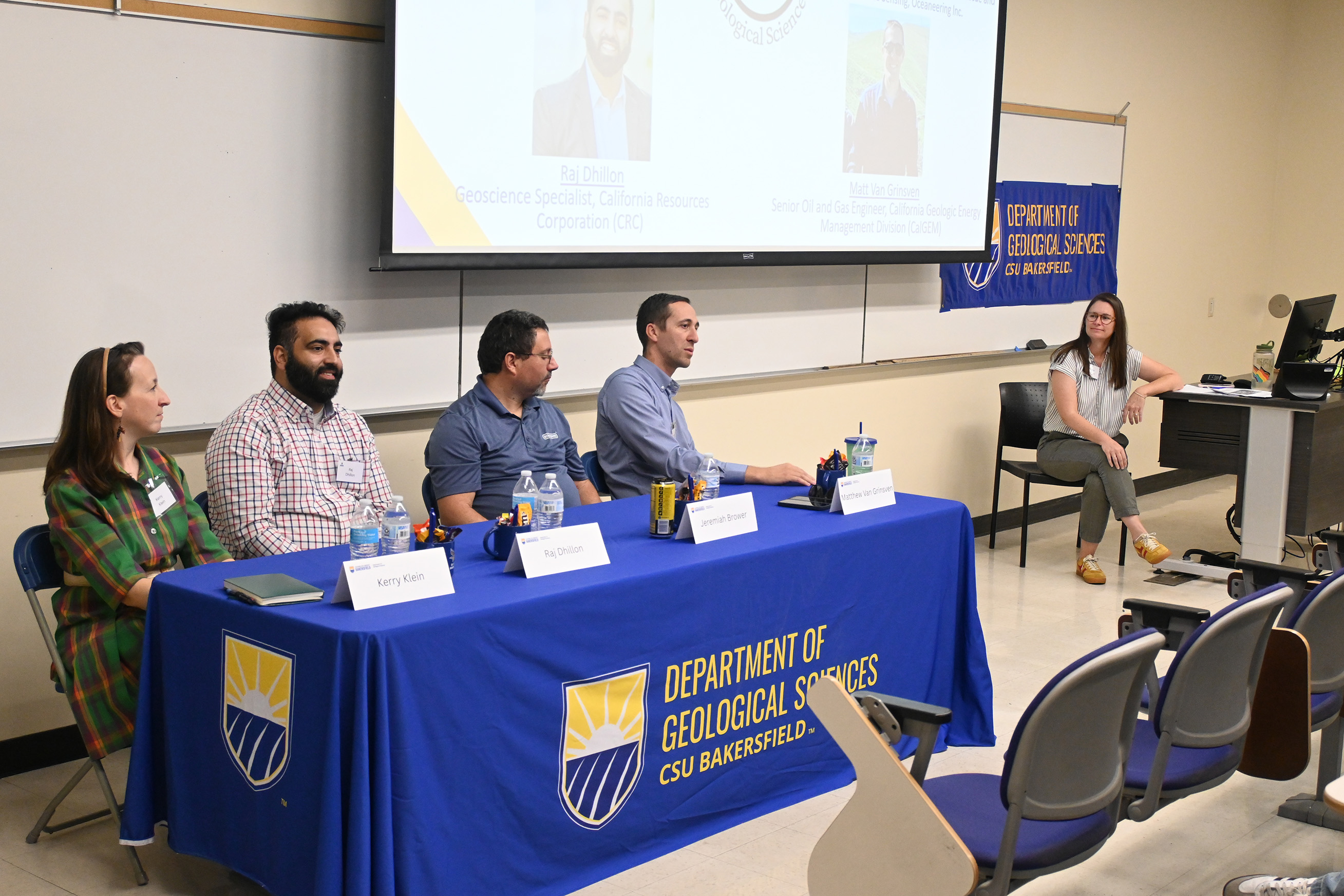 Career panelists Kerry Klein, Raj Dhillon, Jeremiah Brower, and Matt Van Grinsven discuss their experiences with moderator Katie O'Sullivan