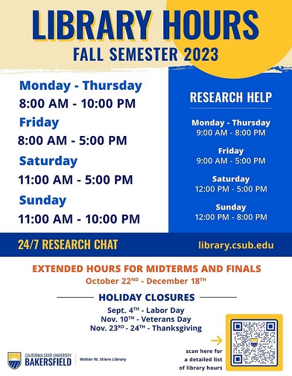 Library Hours Fall 2023