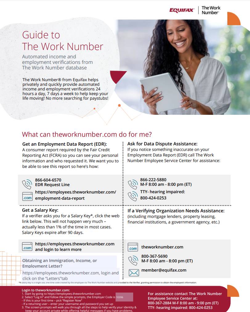 Equifax Guide to the Work Number Flyer