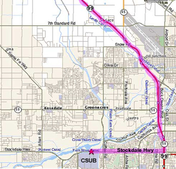 Map to Campus from HWY 99