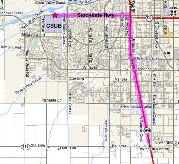 Map to Campus from HWY 99