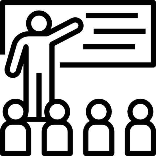 Teacher and students icon