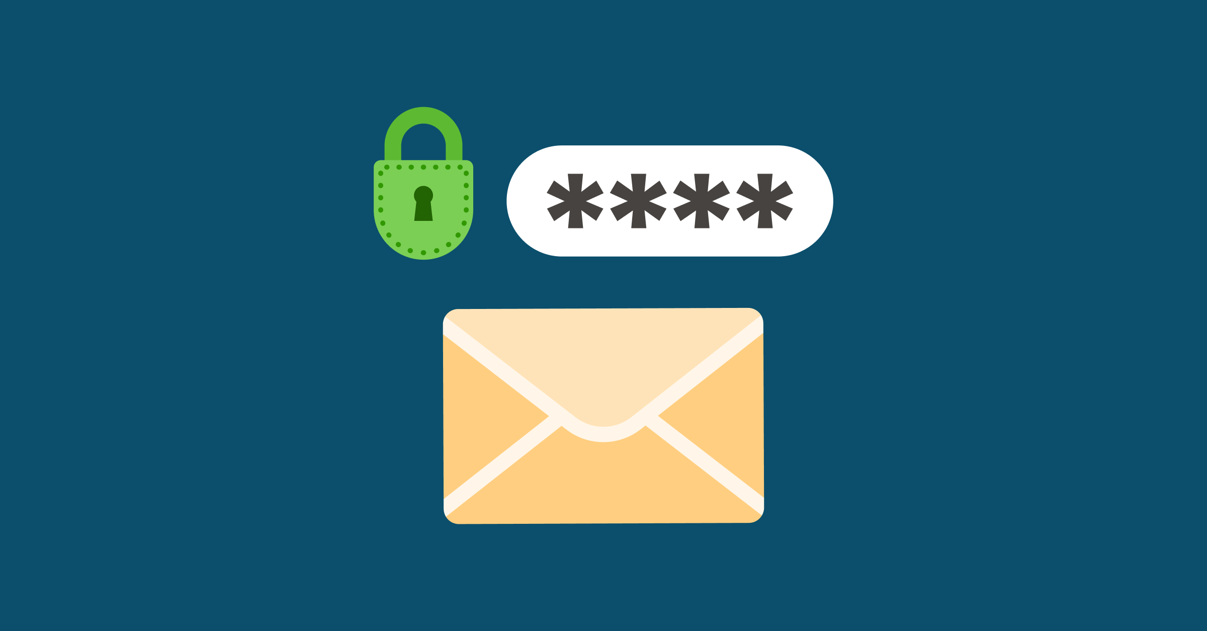 Image of Lock, Email Icon, and Box with Stars to look like a password
