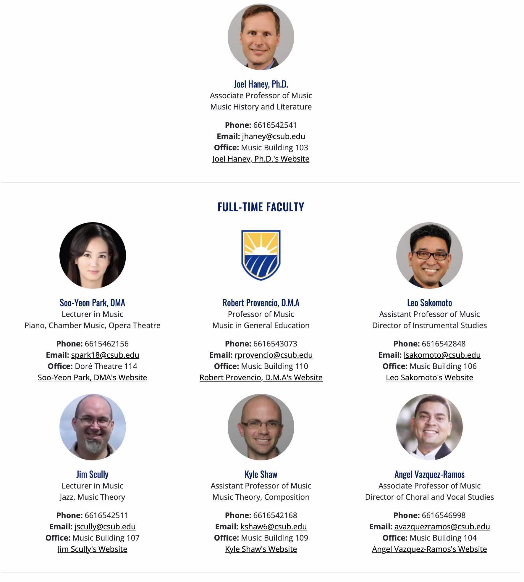 Faculty webpage
