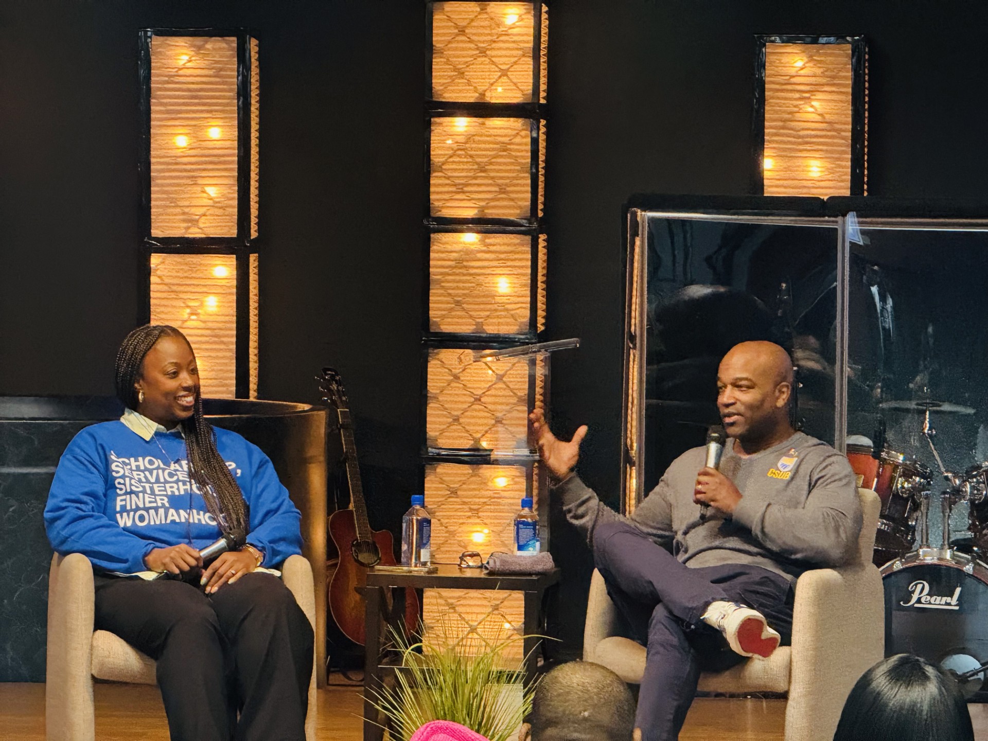 Shanell Tyus being interviewed by Dwayne Cantrell