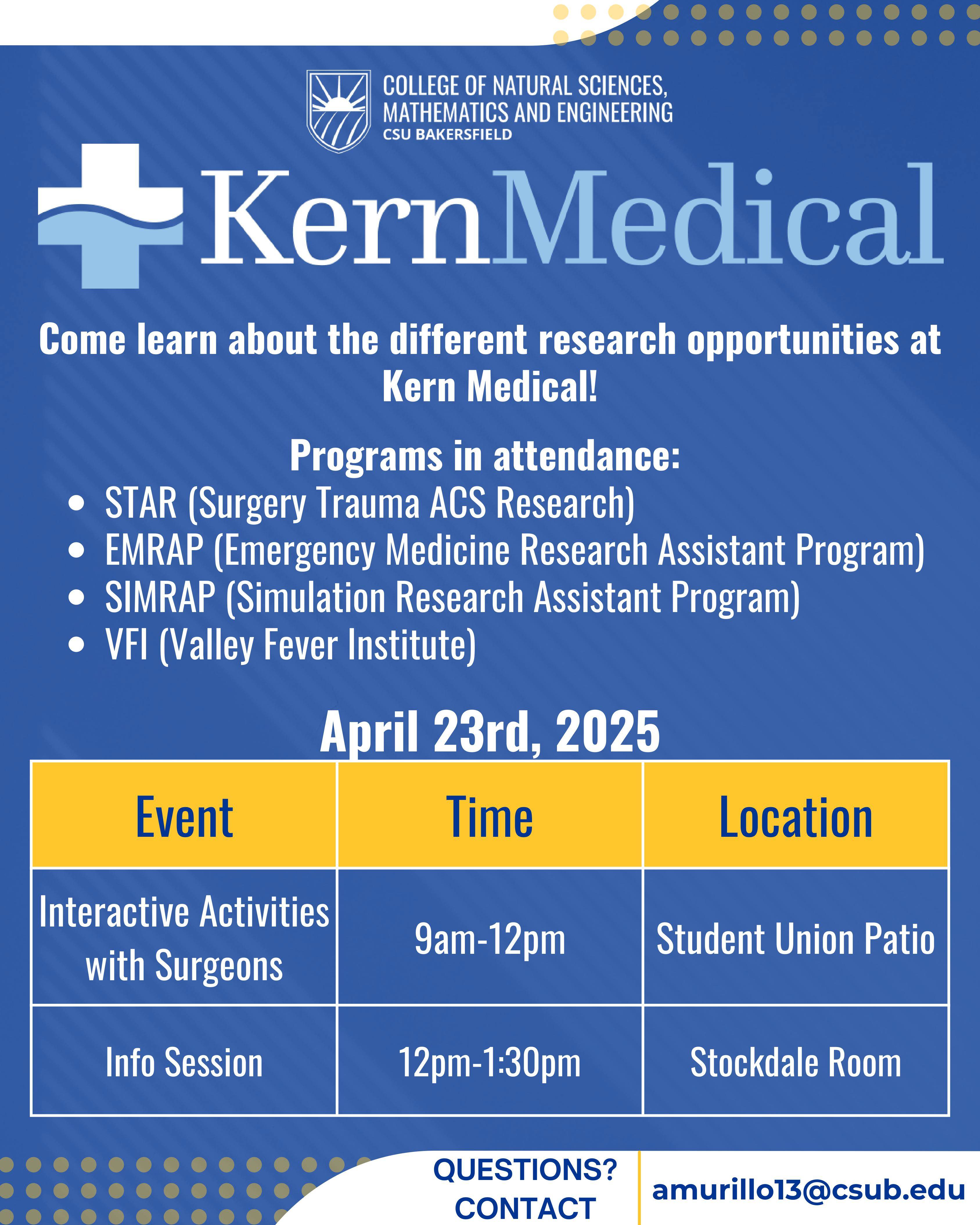 Kern Medical event flyer