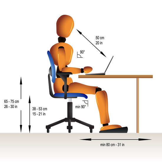 Silhouette sitting with good posture at an office station