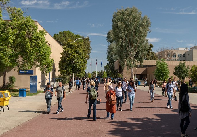 Students walking on campus