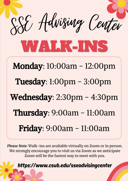 SSE Regular Walk-In Schedule