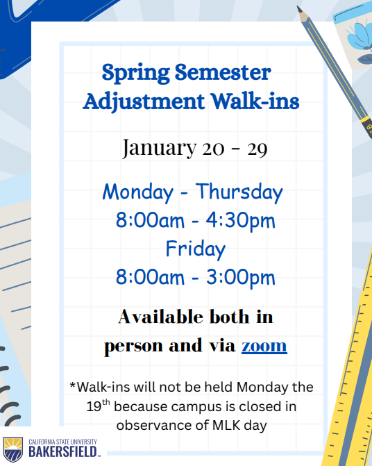 Walk-Ins schedule
