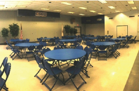 Student Union Multipurpose Room with round tables and chairs