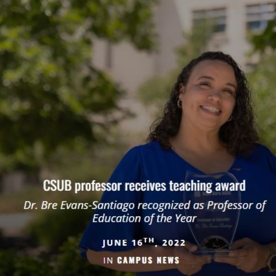 Dr. Evans-Santiago with teaching award