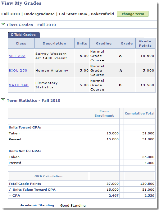 View my grades